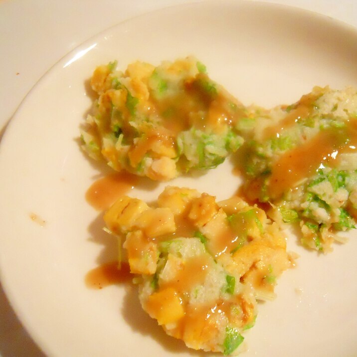 水菜とたまご焼きでおからでお粉焼き♪